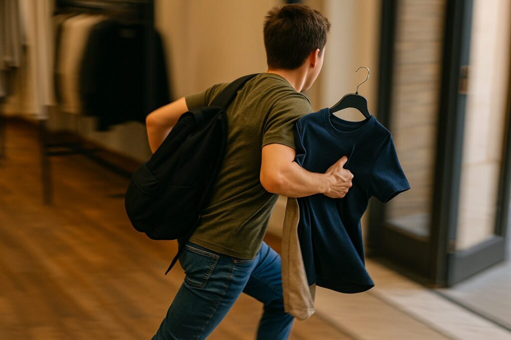 ladro scappa dopo aver rubato vestiti