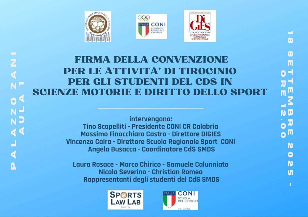 locandina evento firma convenzione università mediterranea coni