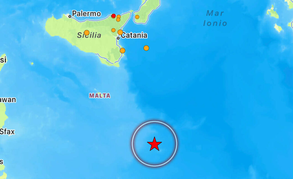 terremoto tra malta e la libia