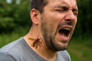uomo punto da un'ape