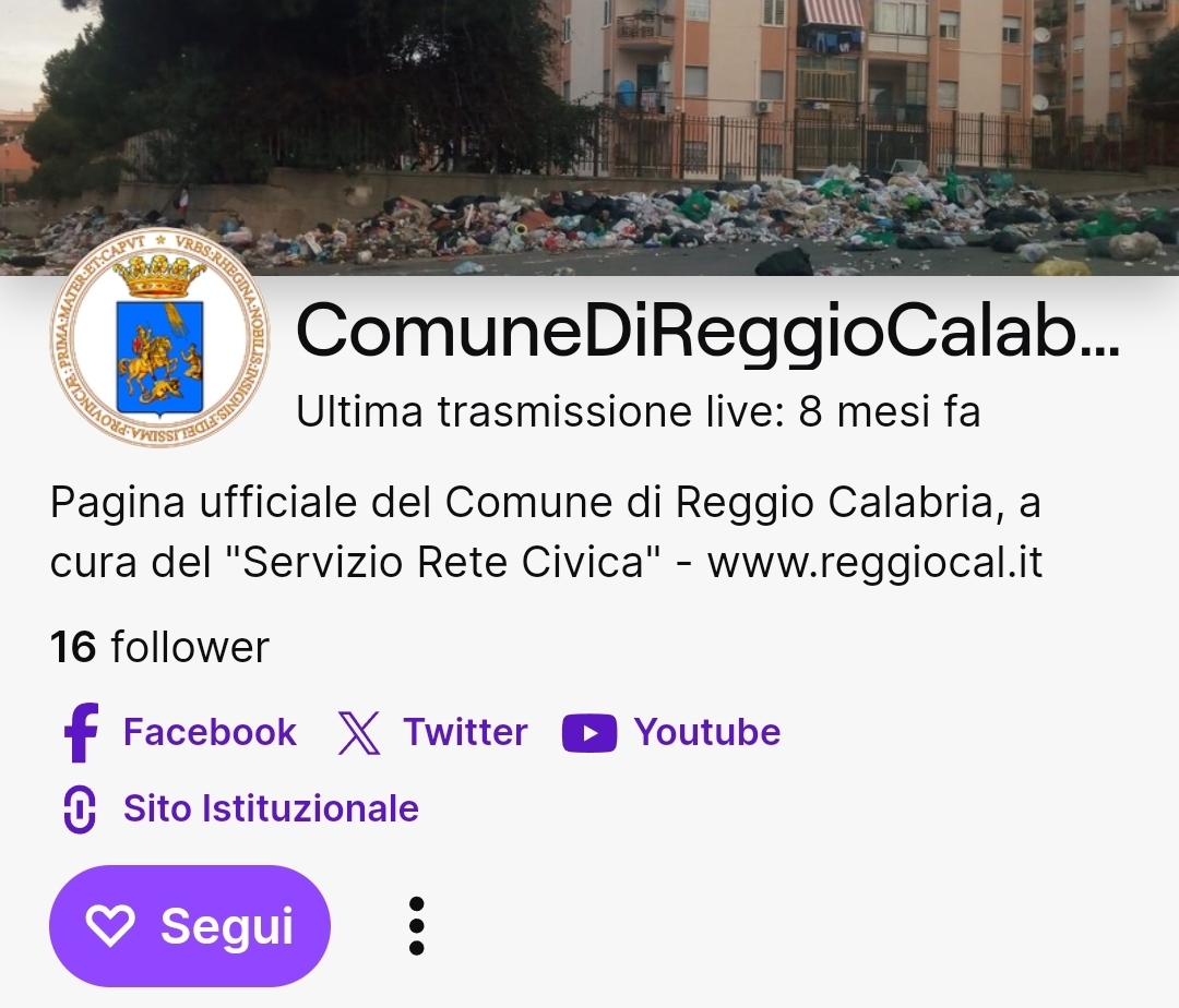 Canale Twitch Comune Reggio Calabria