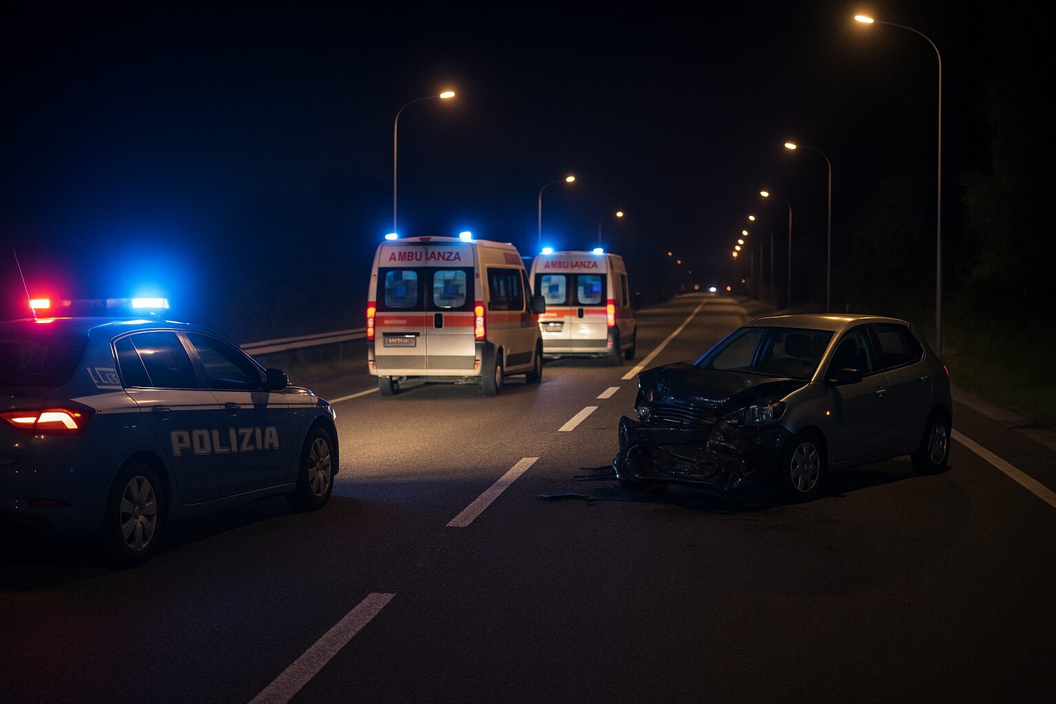 Incidente notte ambulanza polizia