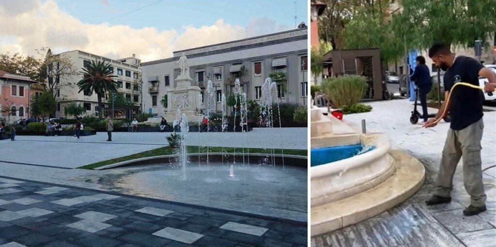 Fontana di piazza de nava ripulita