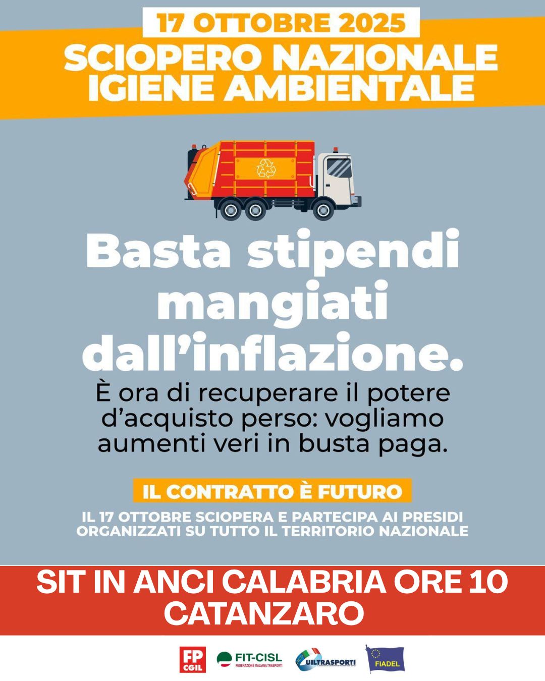 Locandina sciopero nazionale igiene ambientale