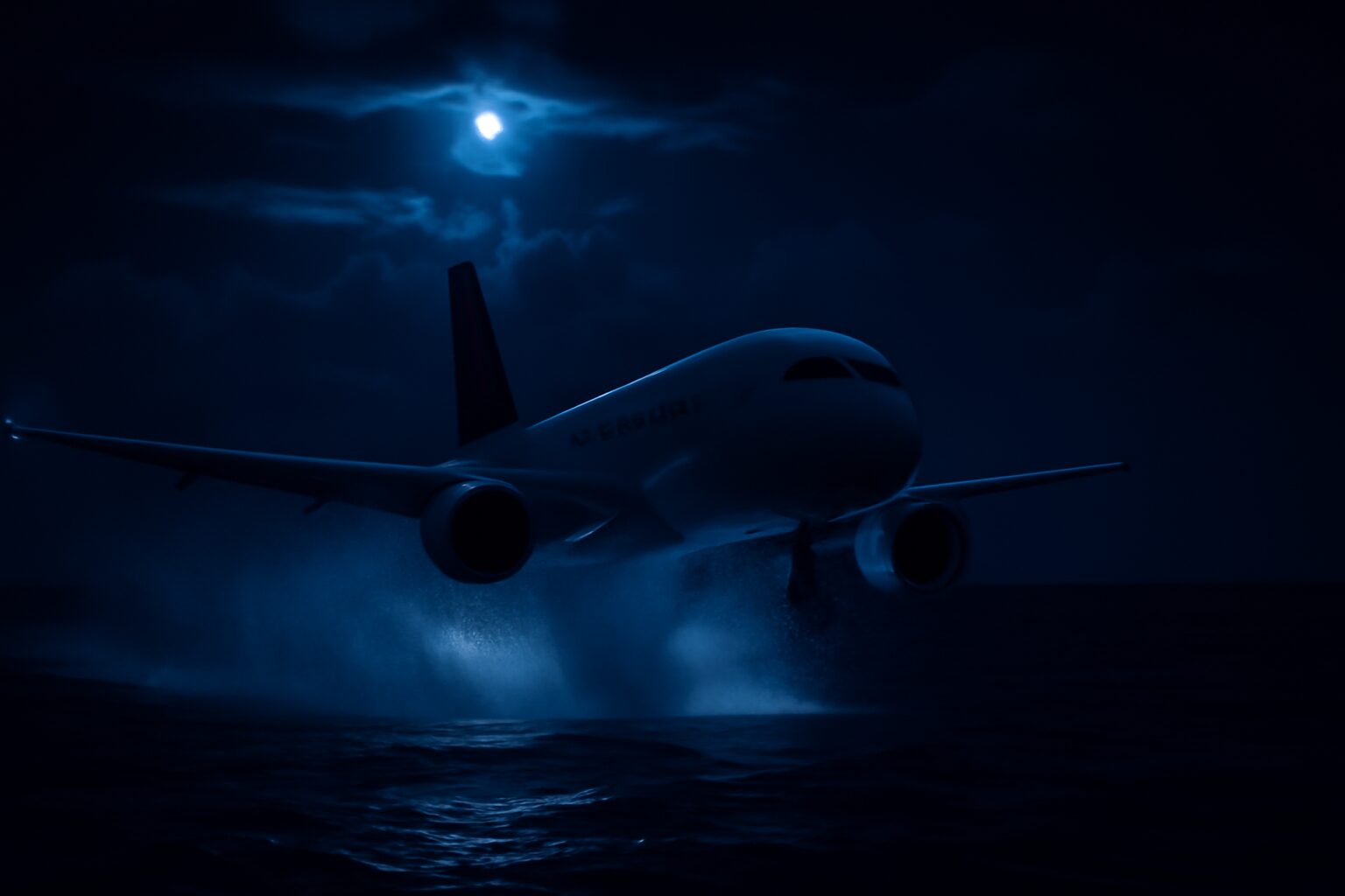 aereo notte mare