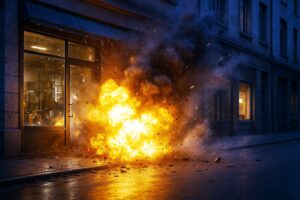 bomba artigianale esplode davanti a negozio