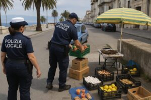 controlli polizia locale bancarelle in strada