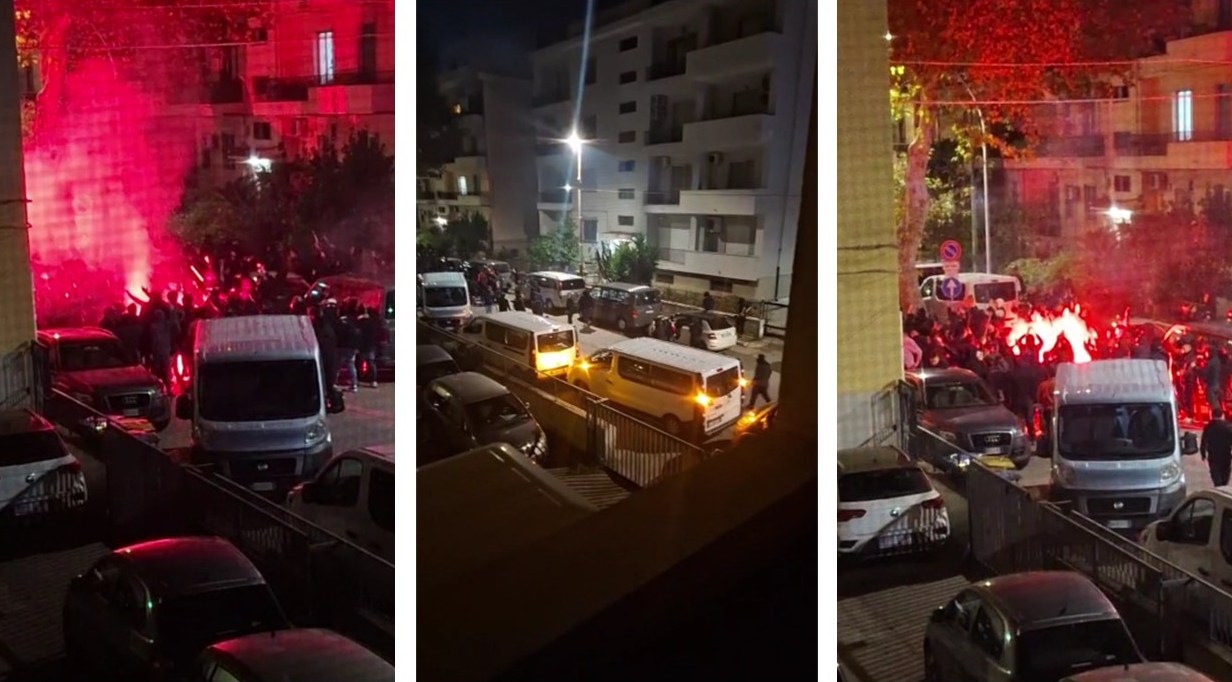 fumogeni e bombe tifosi nocerina fuori dal granillo