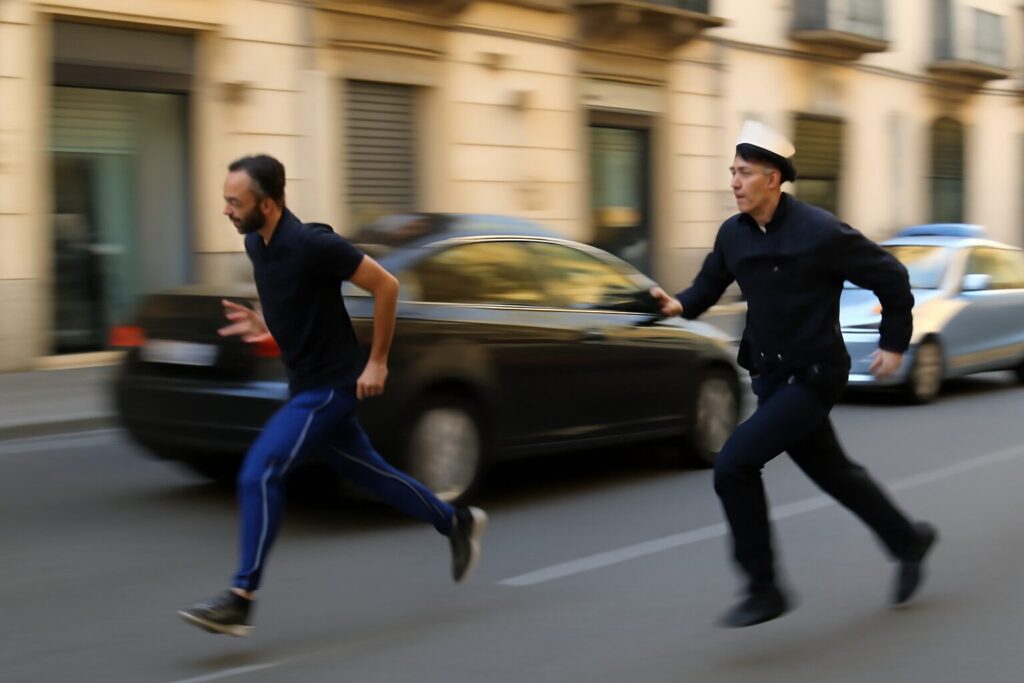 polizia rincorre ambulante