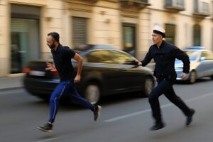 polizia rincorre ambulante