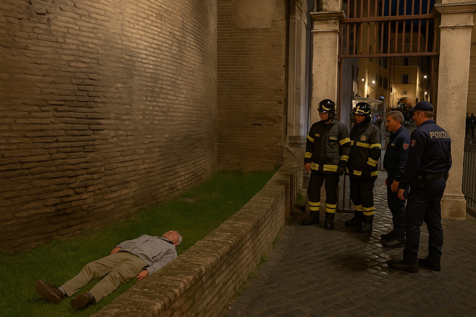 uomo cade dal muro del Pantheon