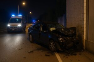 Auto contro un muro ambulanza