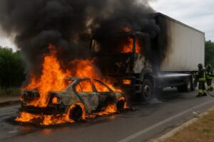mezzi in fiamme