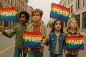 Bambini bandiere della pace