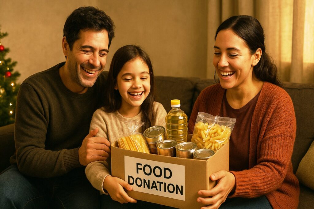 Famiglia povera ma felice perché ha ricevuto donazione