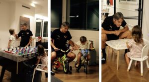 Filippo Inzaghi gioca coi propri figli in casa