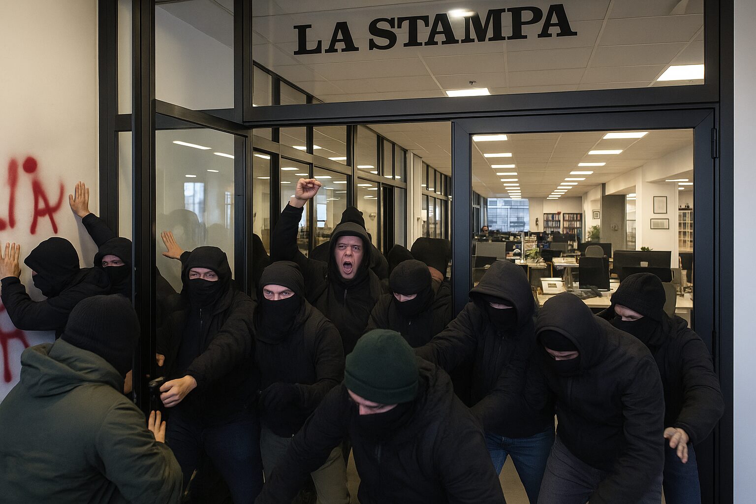 Irruzione alla sede de La Stampa