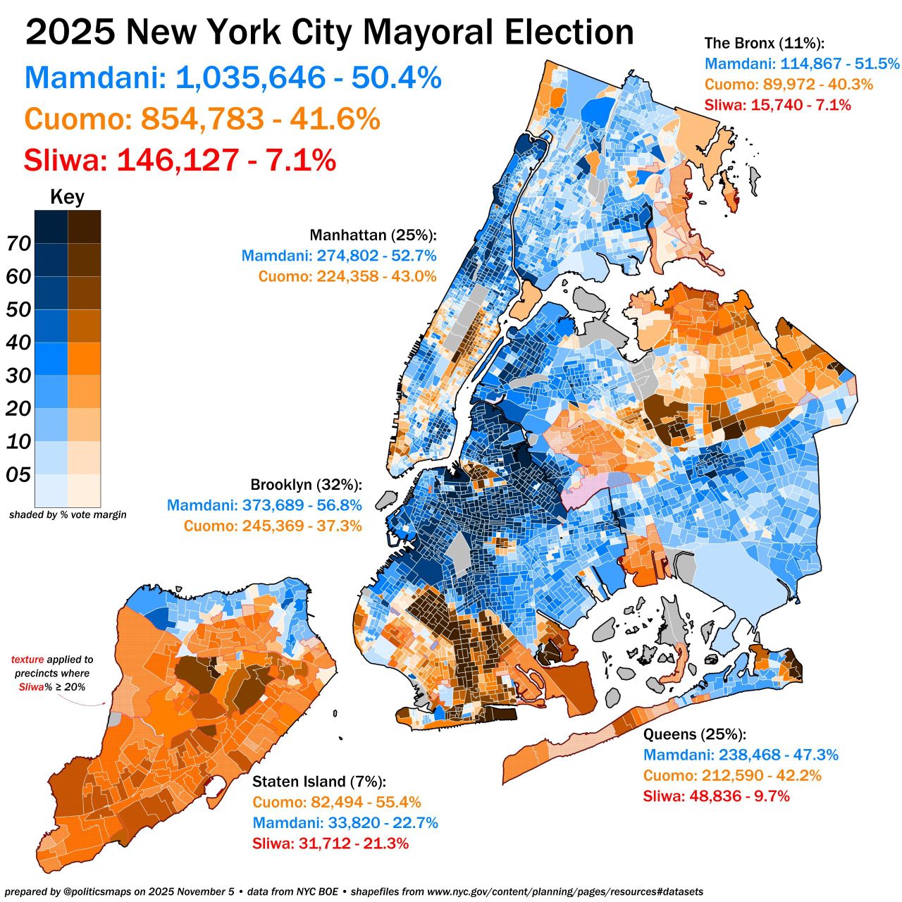 Mappa voto elezioni sindaco New York