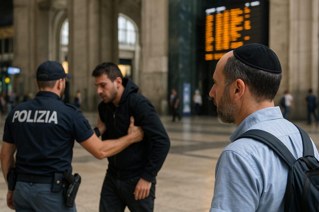 Turista ebreo stazione Polizia