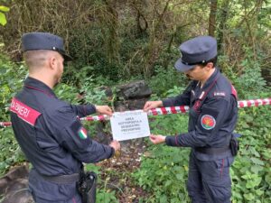 area sottoposta a sequestro dai carabinieri