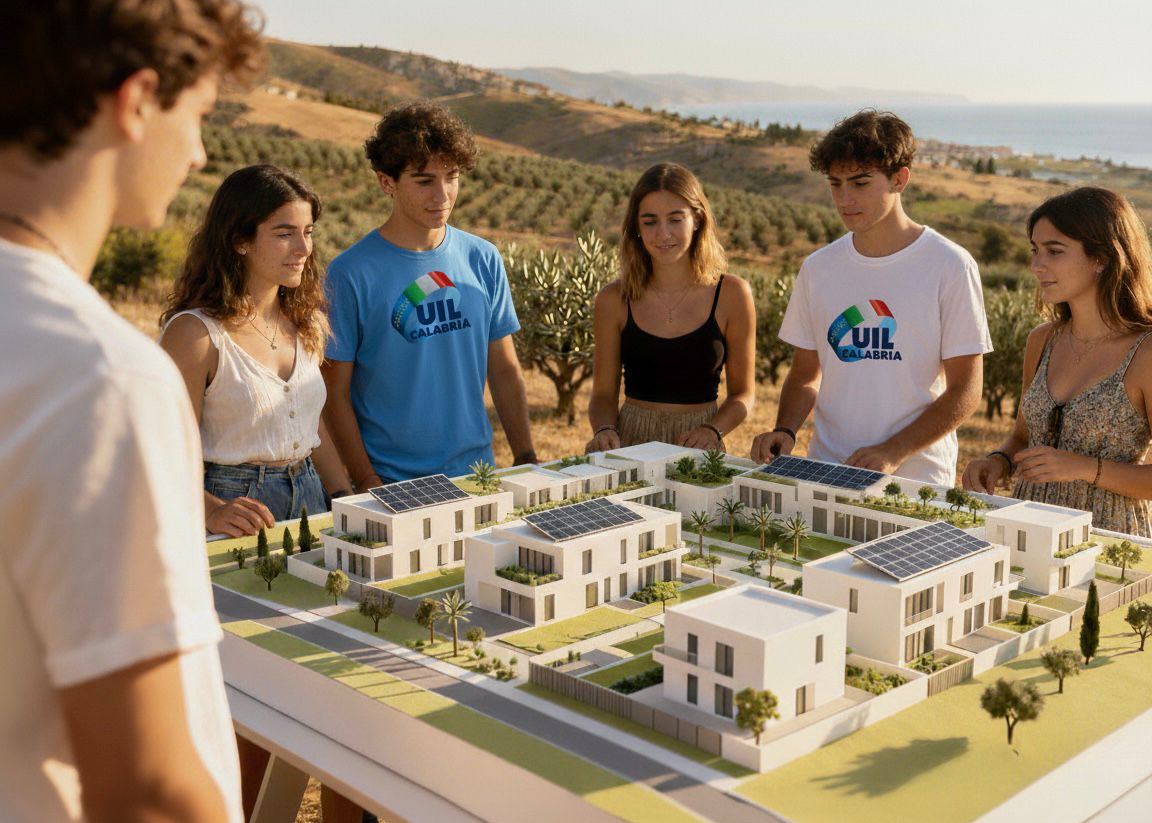 giovani intorno a un progetto di case