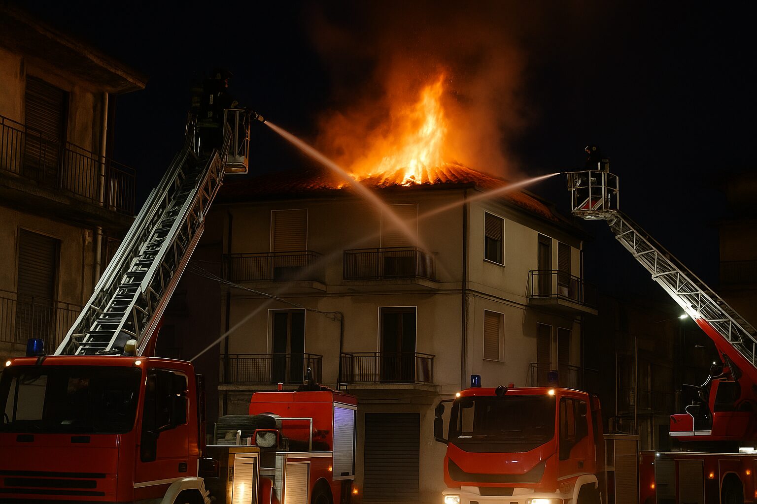 incendio mansarda vigili del fuoco