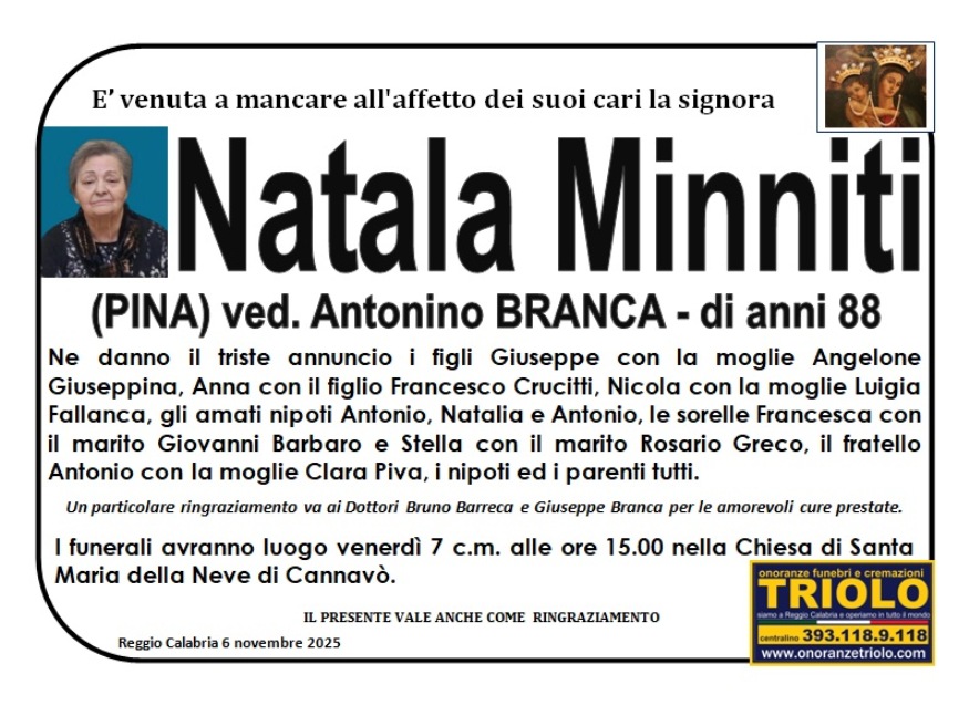 necrologio natala minniti