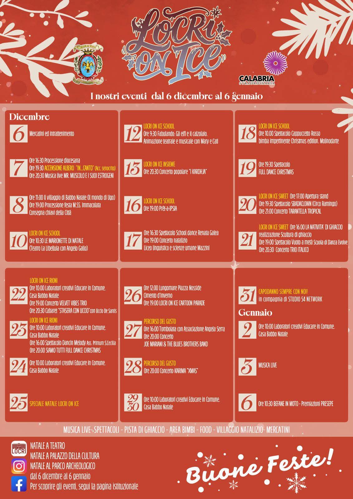 Calendario eventi Natale 2025