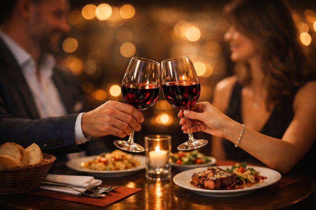 Cena al ristorante di una coppia