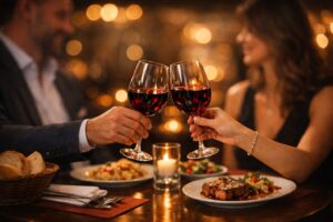 Cena al ristorante di una coppia