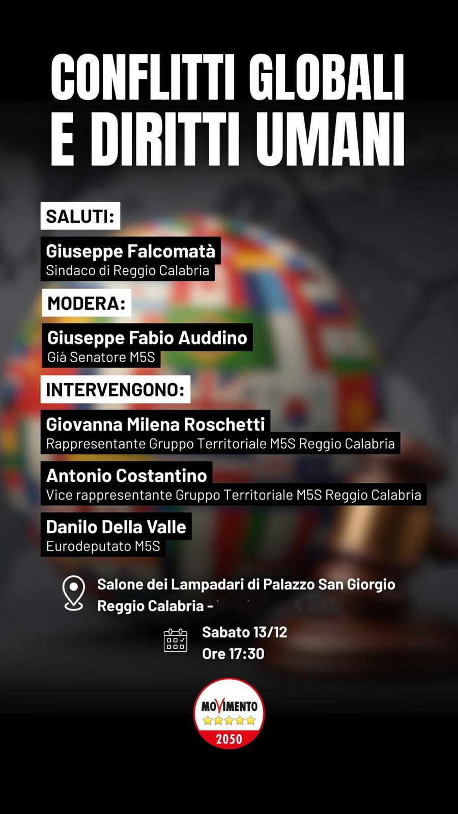 Conflitti globali, evento M5S reggio