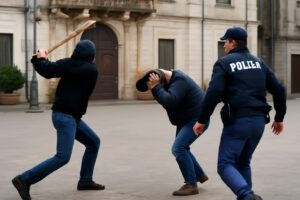 Uomo colpito con una mazza