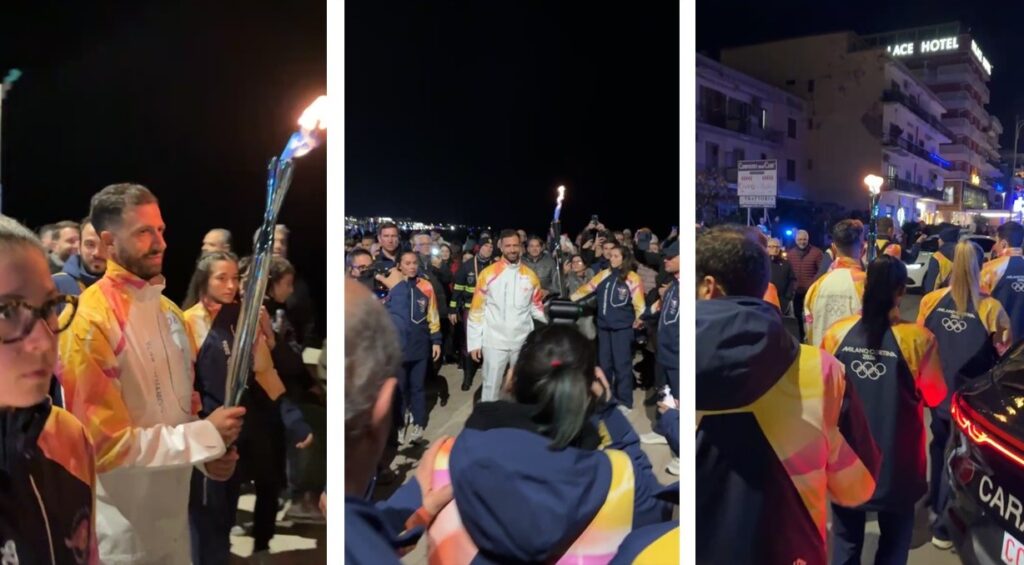 Iemmello tedoforo fiamma olimpica catanzaro