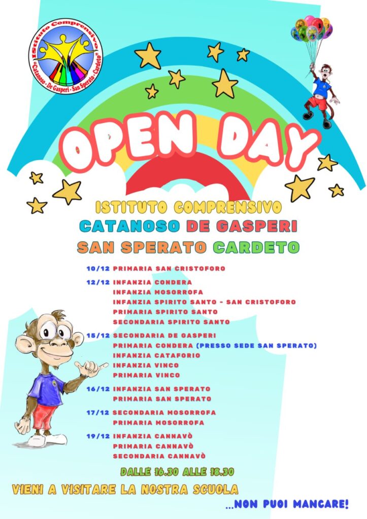 LOCANDINA OPEN DAY 2025 I C CATANOSO DE GASPERI S SPERATO CARDETO