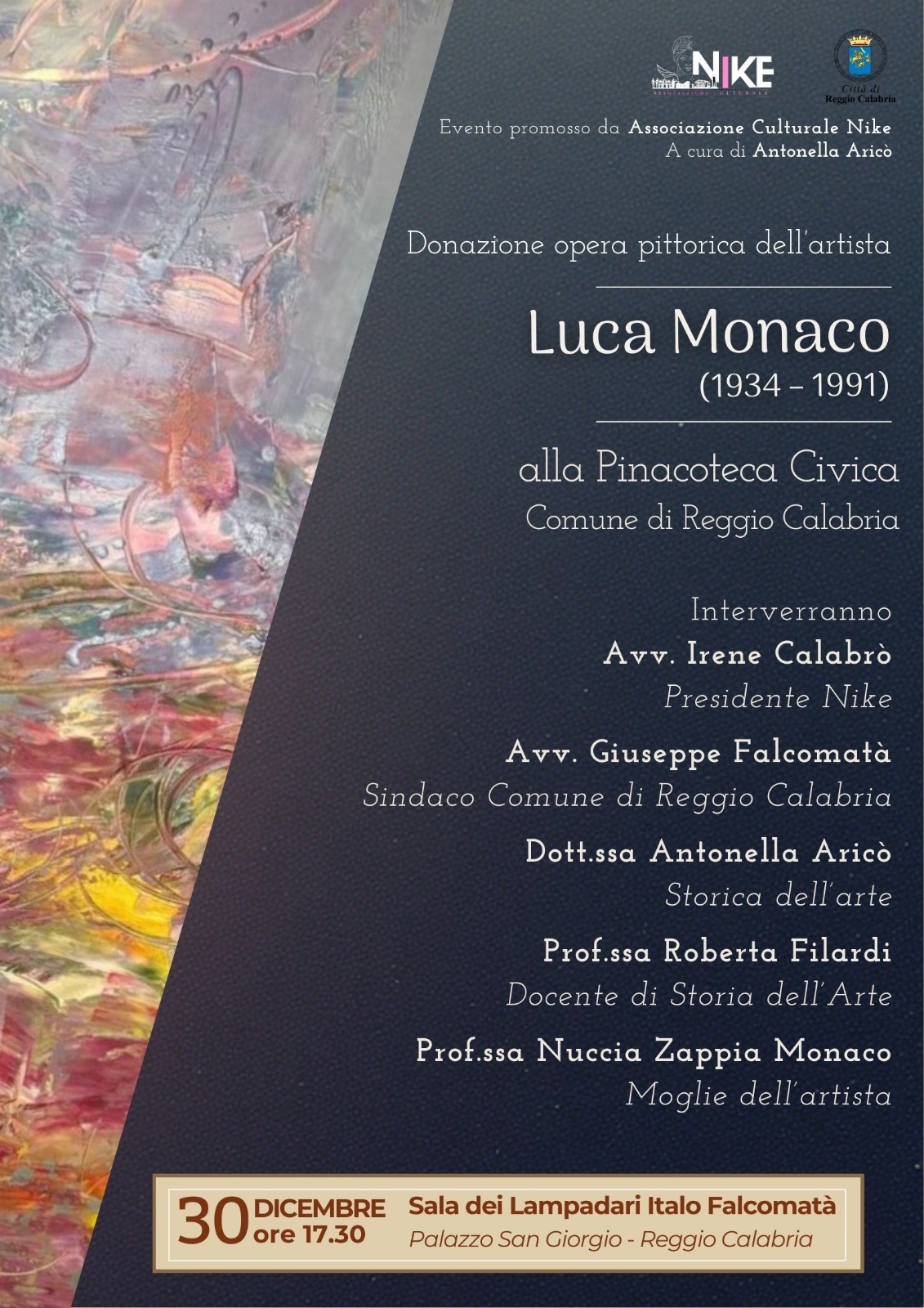 Locandina donazione opera Luca Monaco