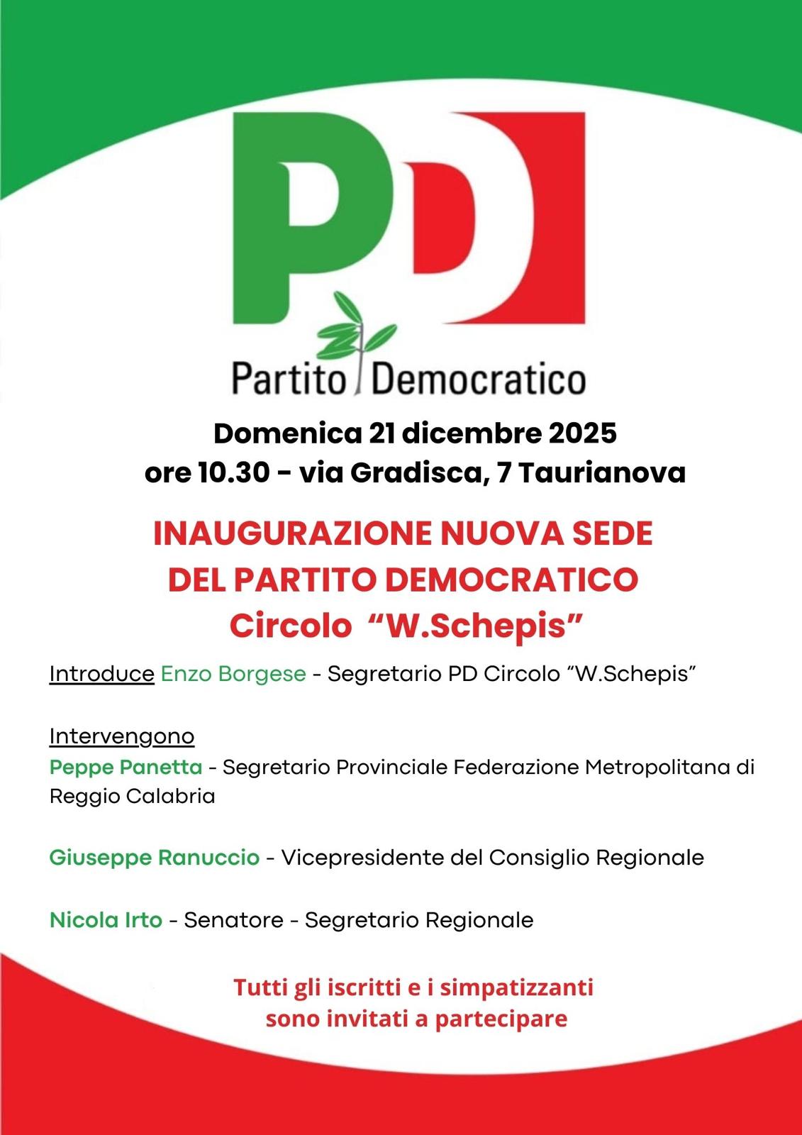 Locandina inaugurazione circolo PD Taurianova