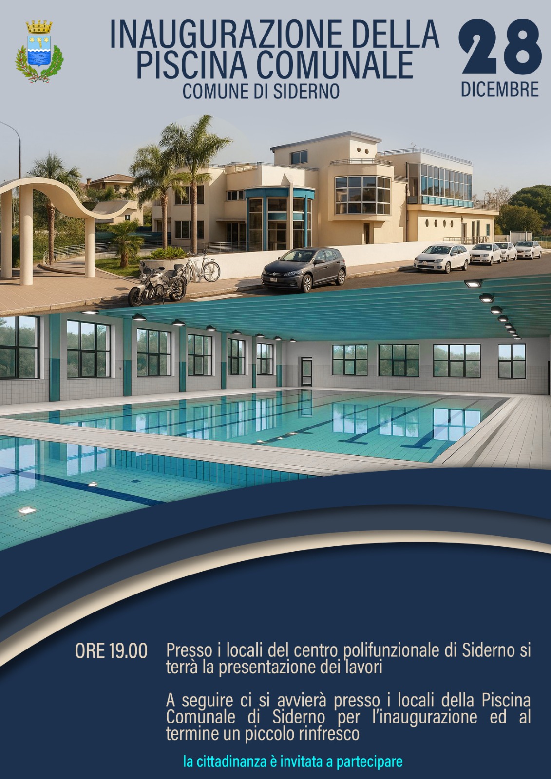 Locandina inaugurazione piscina comunale Siderno