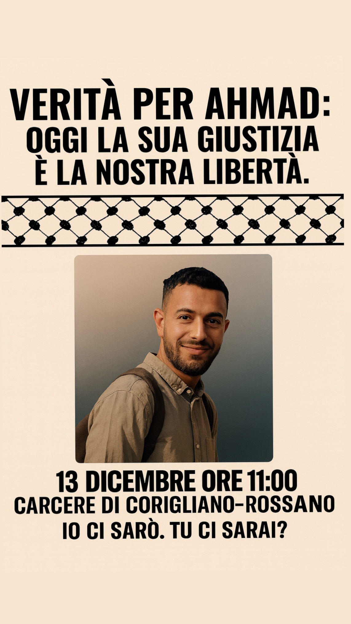 Locandina presidio Ahmad Salem Corigliano