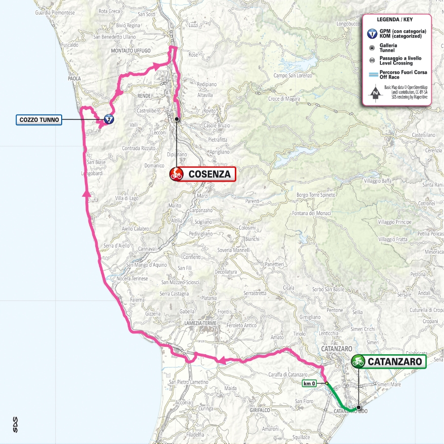 Planimetria Catanzaro-Cosenza Giro d'Italia 2026
