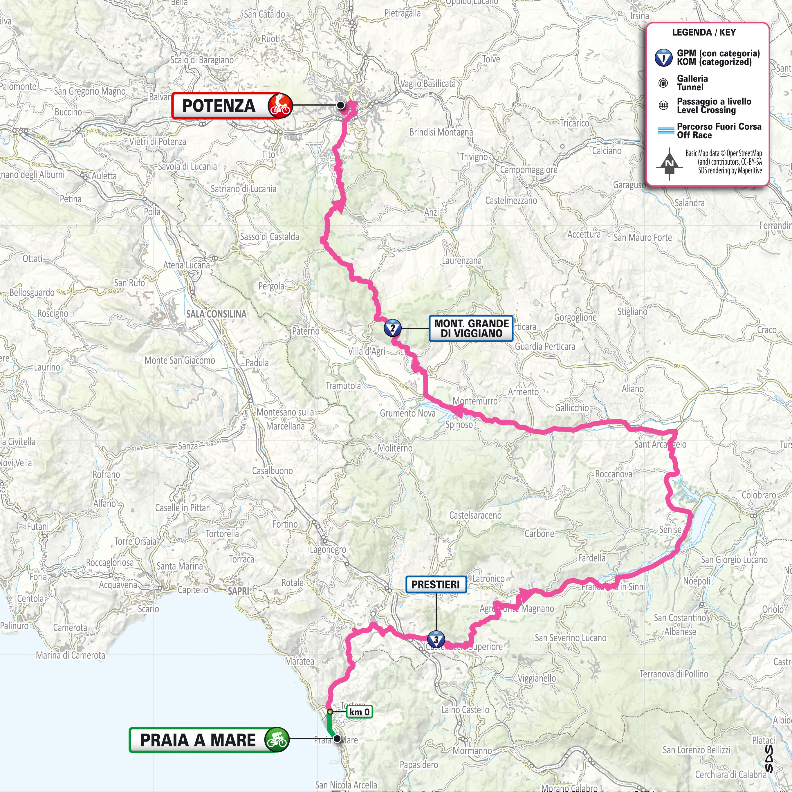 Planimetria Praia a Mare-Potenza Giro d'Italia 2026