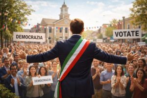 Sindaco parla alla folla