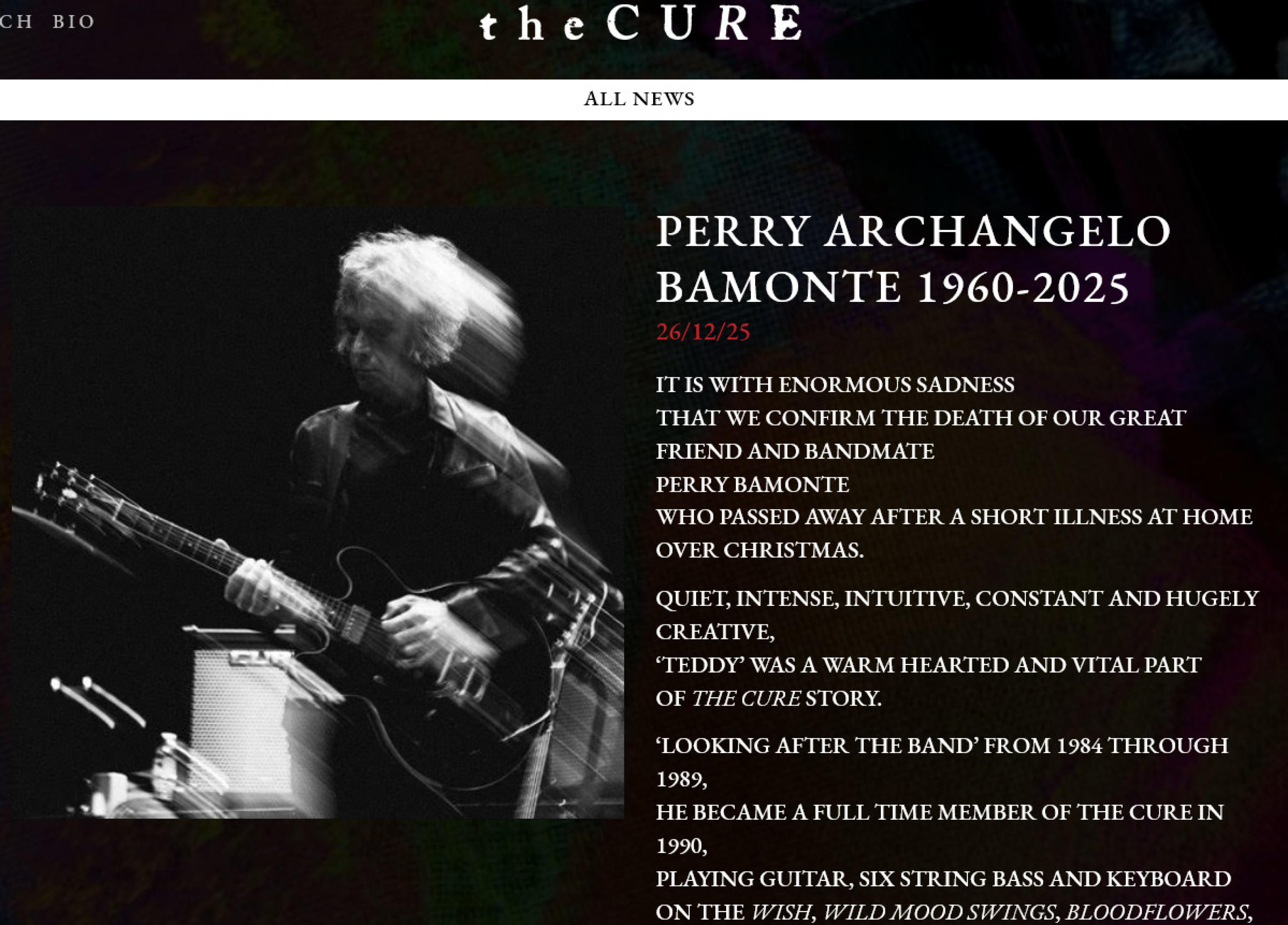 È morto Perry Archangelo Bamonte, storico chitarrista dei Cure