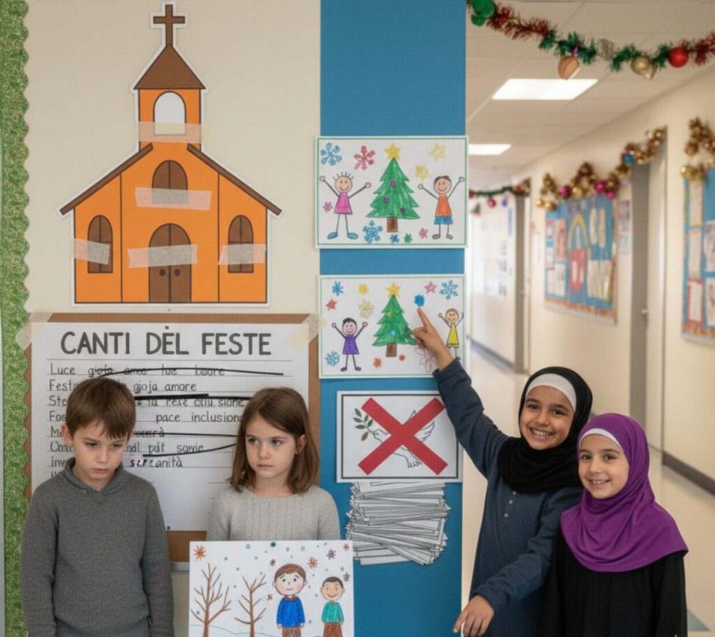 bambini italiani tristi e musulmani felici per la rimozione della parola gesù