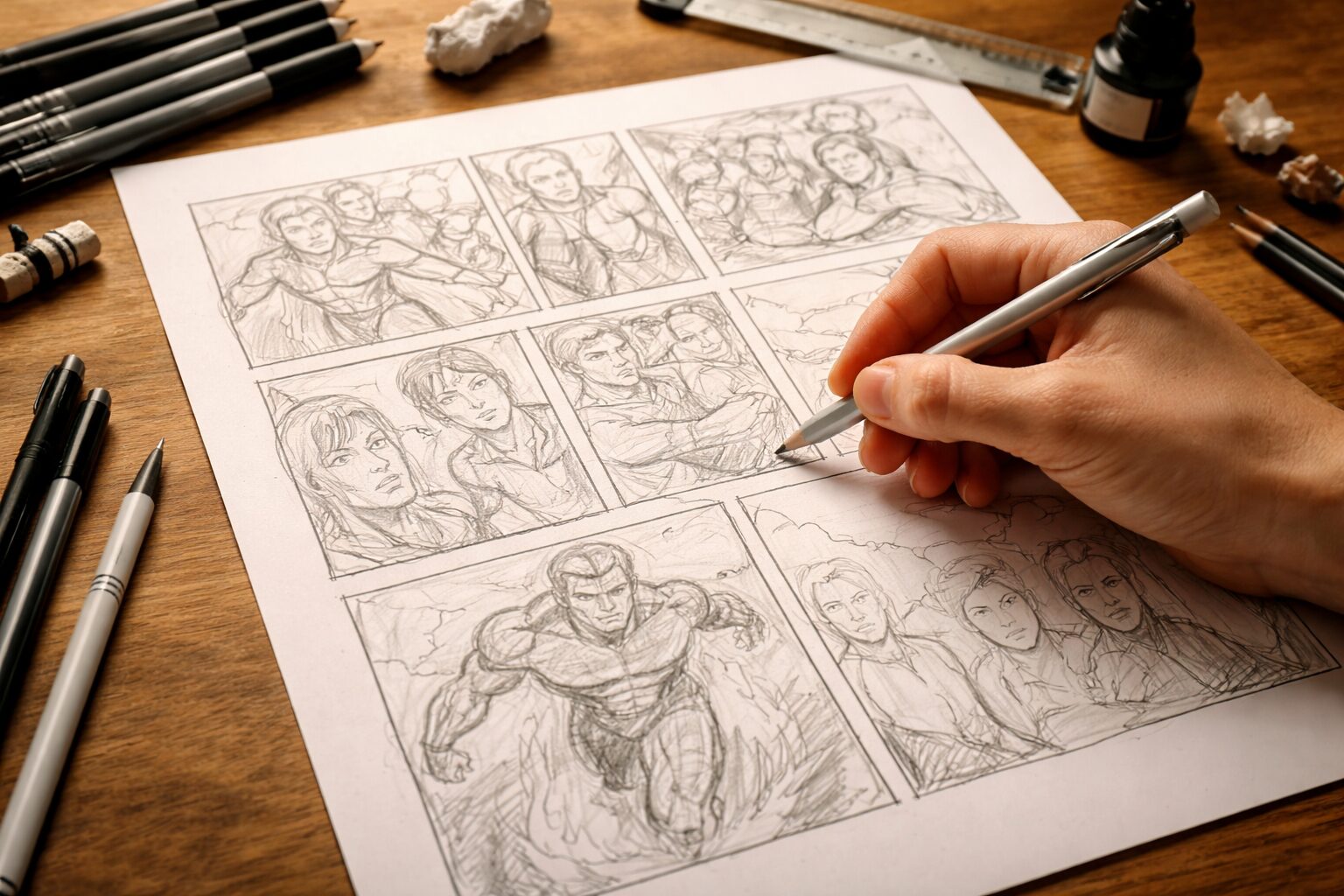 fumettista realizza un fumetto