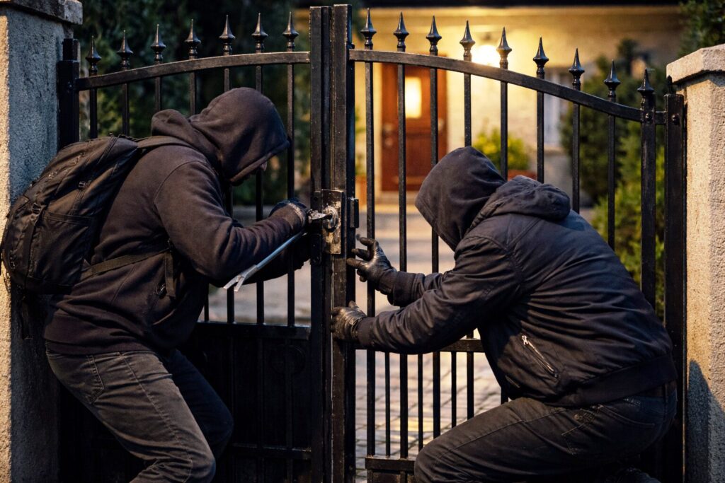 ladri forzano il cancello di un'abitazione