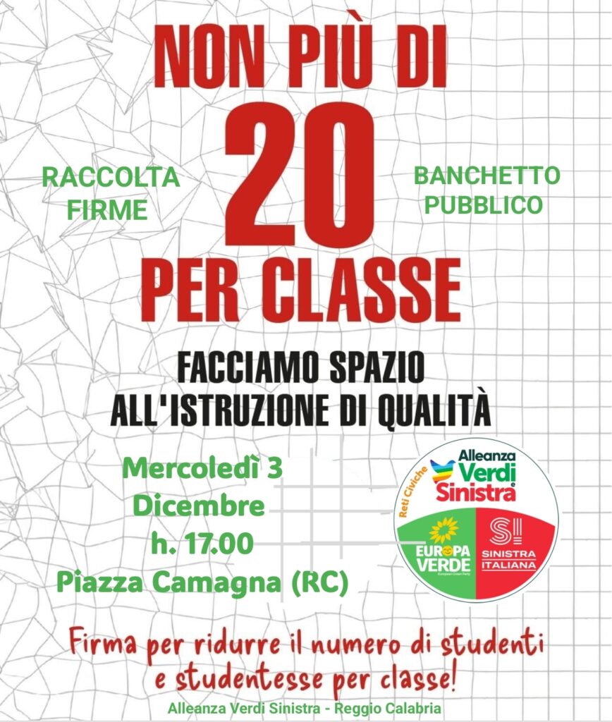 petizione non più di 20 per classe