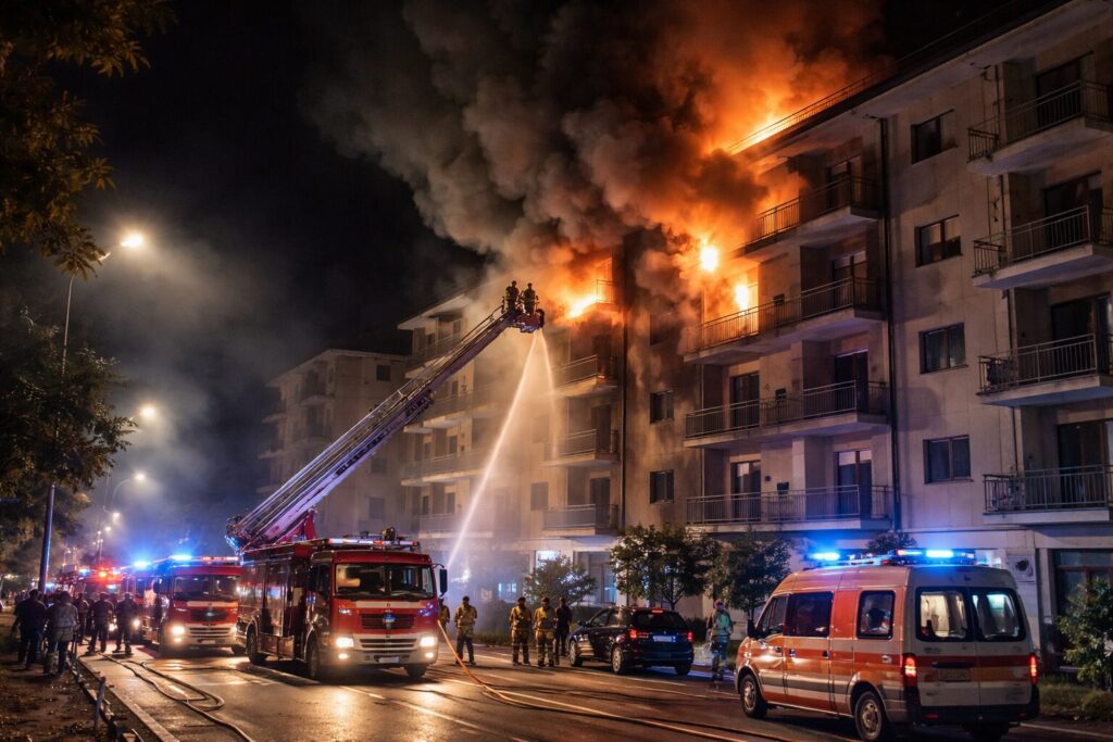 vigili del fuoco incendio notte