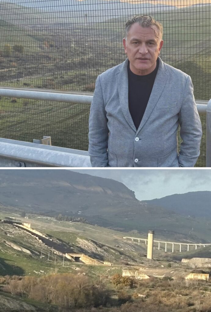 Calogero Coniglio durante un sopralluogo alla diga di Blufi