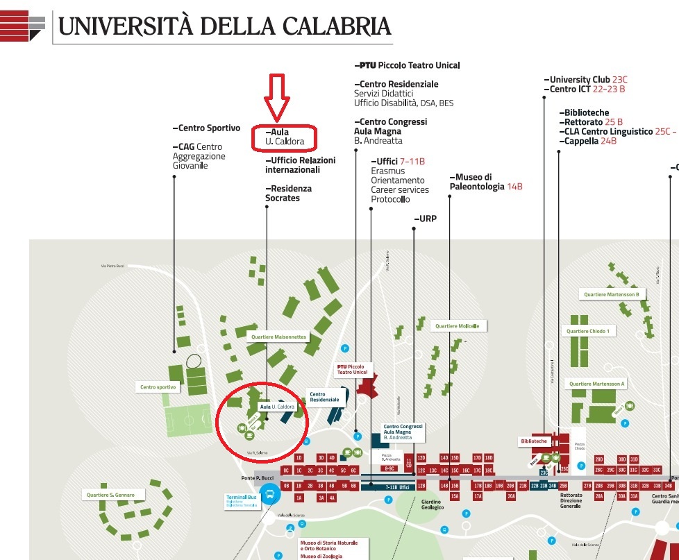Indicazioni aula Caldora-UNICAL-Rende (CS)