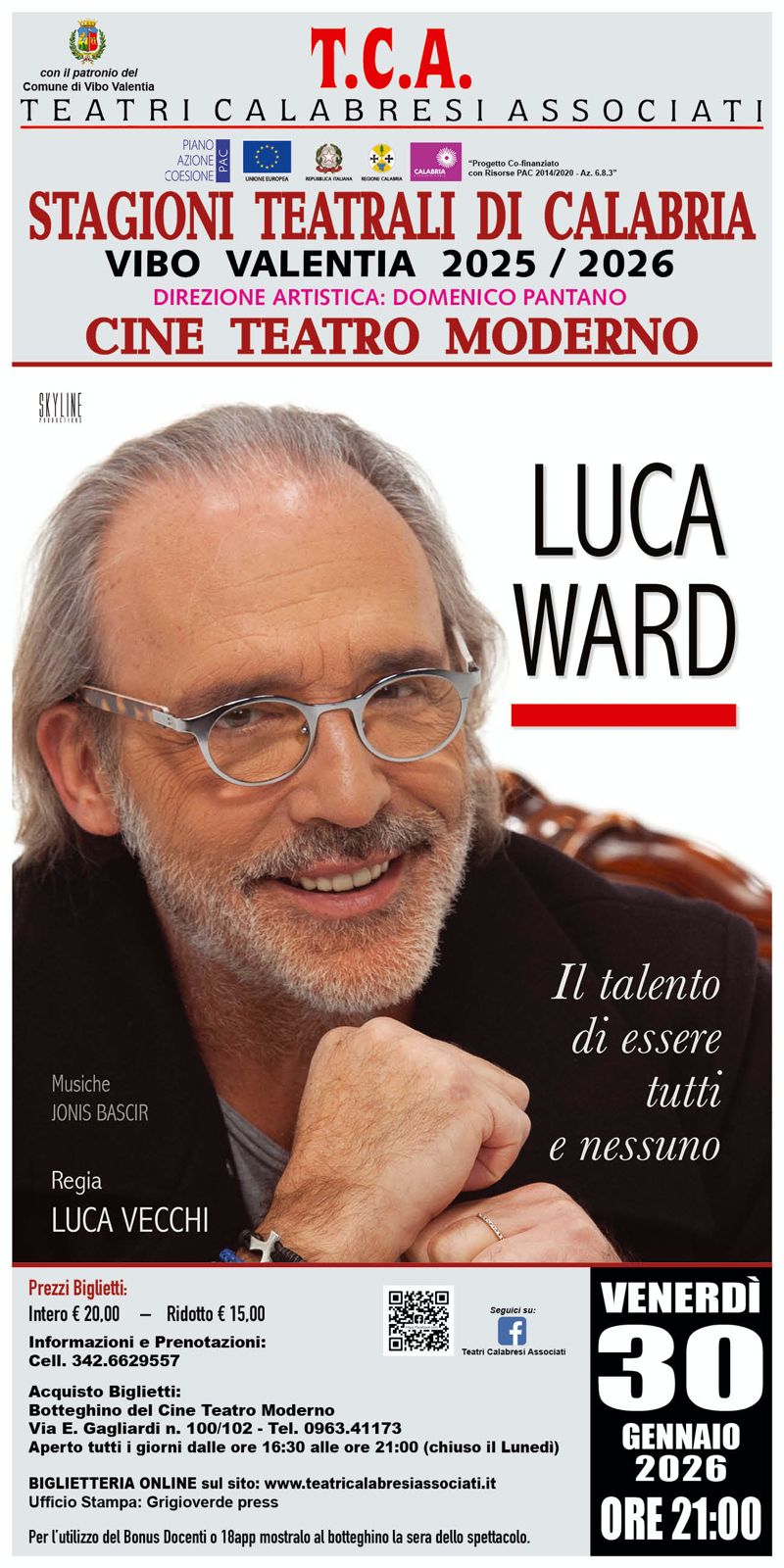 Luca Ward in scena a Vibo Valentia - Locandina
